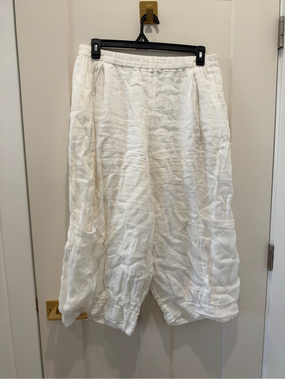 Grizas White Linen Wide-Leg Hybrid Pants